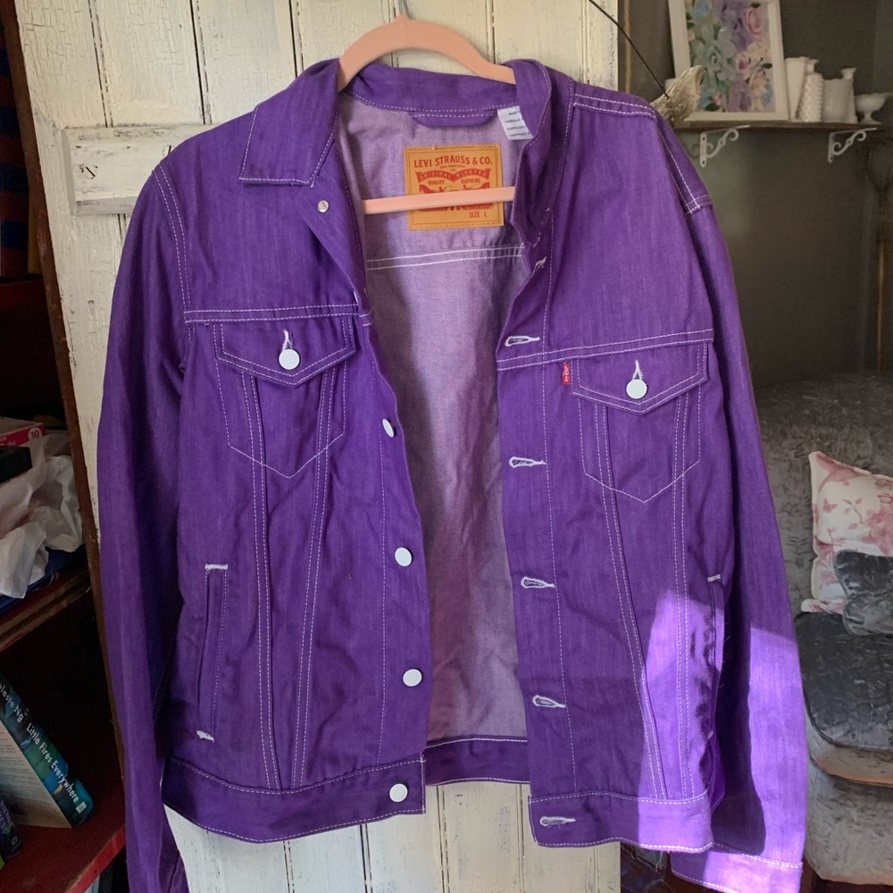 purple levi’s denim trucker jacket